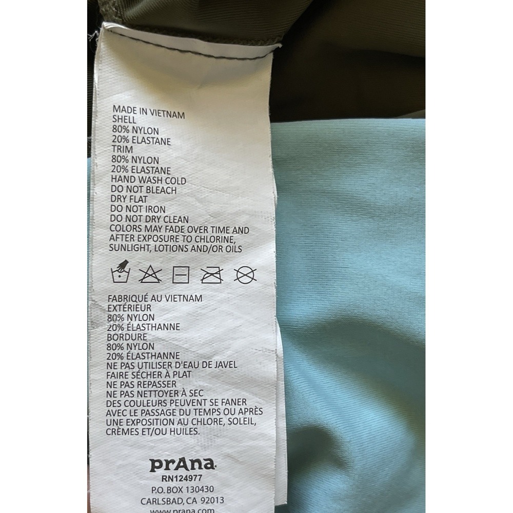 PrAna Womens Colorblock Cropped  Leggings Size‎ L Green Gym Yoga Athletic Wear - Picture 7 of 11